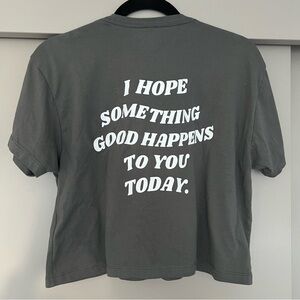 Gray Graphic Tee with White Smiley